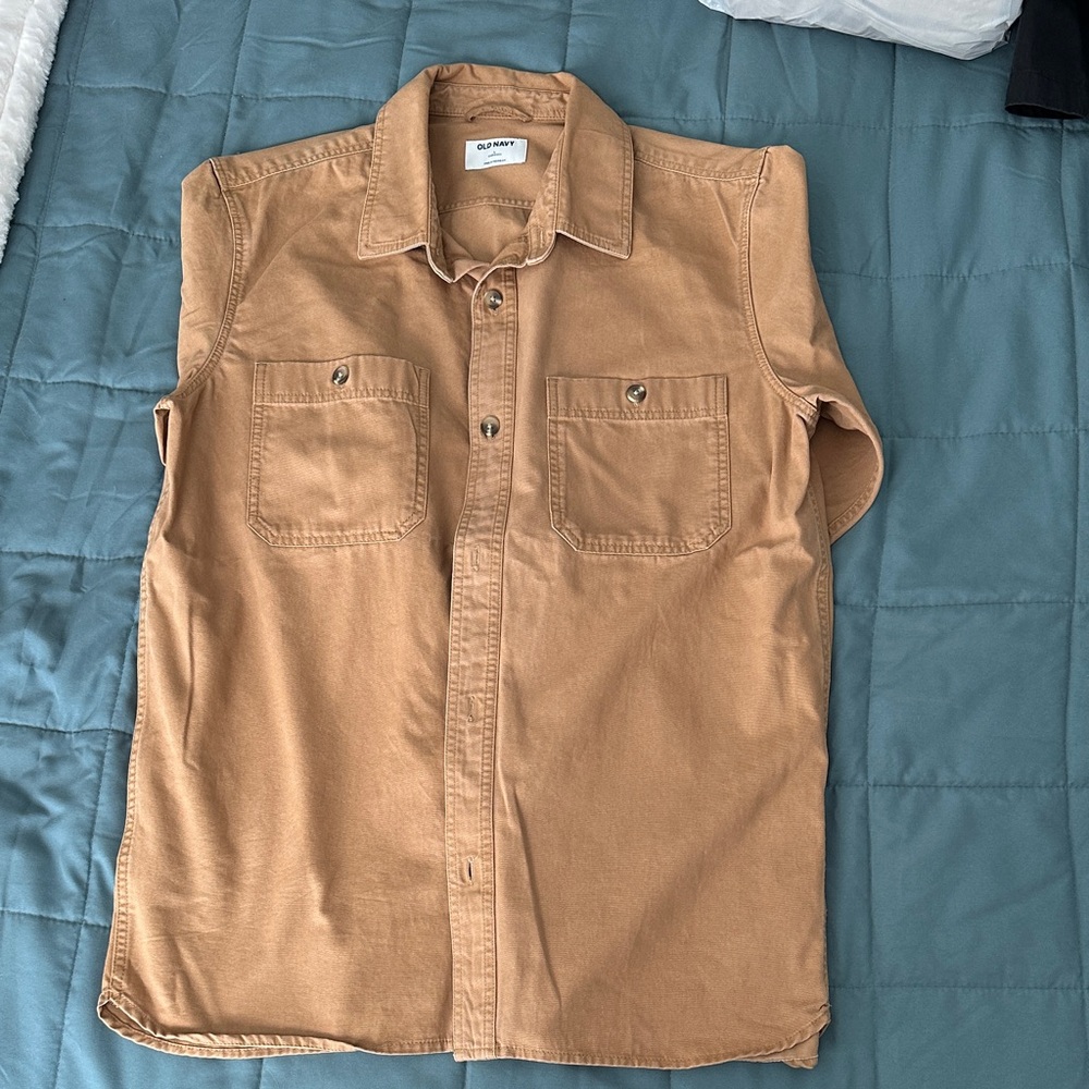 Old Navy Men's Casual Tan Button Down Shirt